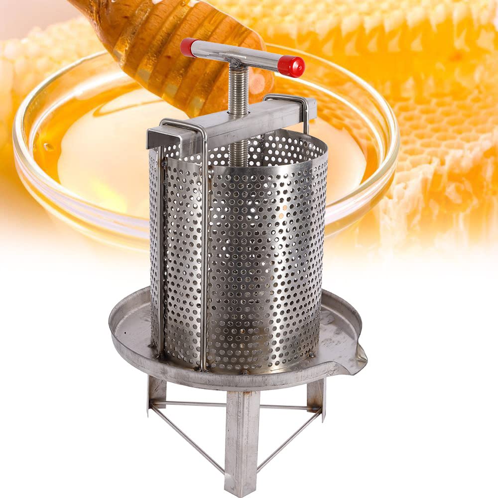 Stainless Steel Manual Honey Press Extractor - Beekeeping Supplies for Pure Honey Extraction | Honey Strainer & Spinner Press for Home Beekeepers | Perfect for Harvesting, Filtering, and Bottling Fresh Honey