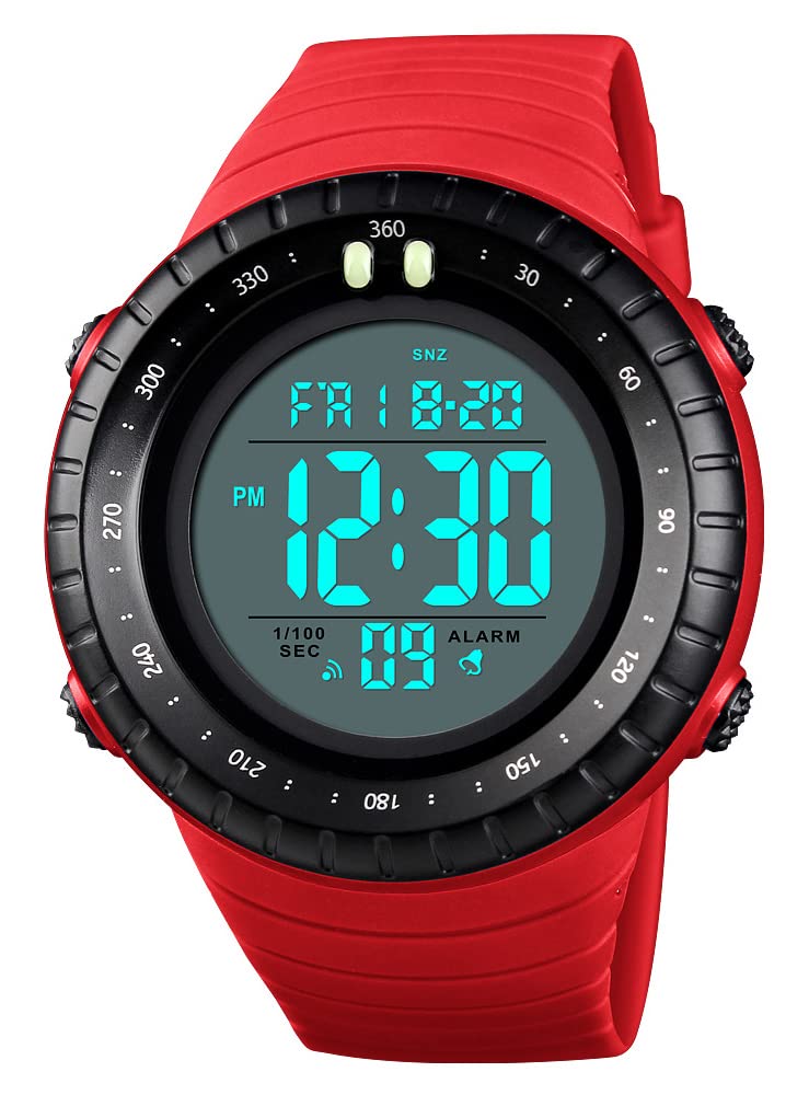 KINGNUOS Men's Sports Digital Watch - Large Face, Waterproof, Alarm Clock - Perfect for Outdoor Activities, Running, Hiking & Fitness Tracking