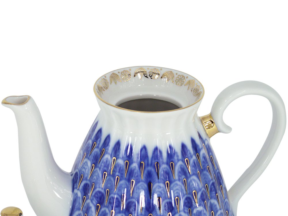 Lomonosov Porcelain Teapot - Handcrafted Russian Blue Forget-Me-Not Floral Design - 3 Cup Capacity - Perfect for Afternoon Tea, Gifts & Home Decor