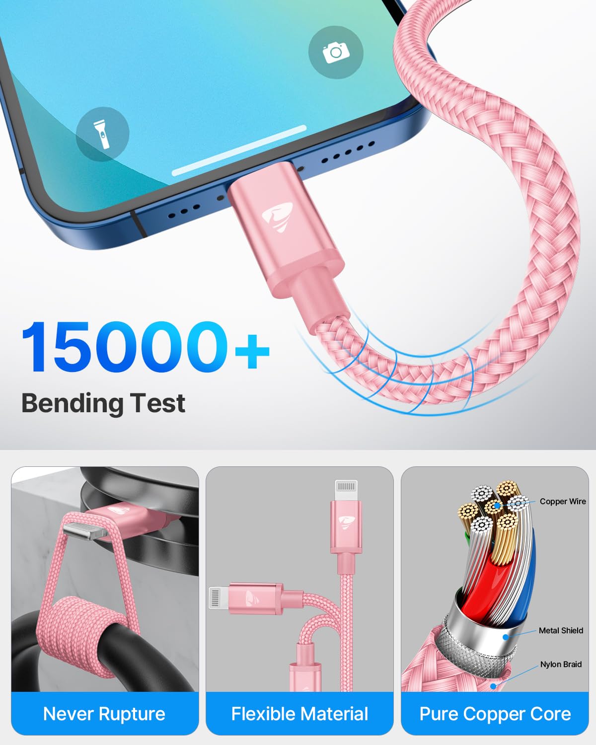 Apple MFi Certified USB C to Lightning Cable 1M - Fast Charging USB C iPhone Charger Cable with PD Support for iPhone 14/13/12/11/XS/XR/8, iPad Pro & AirPods - Perfect for Home, Office & Travel Charging