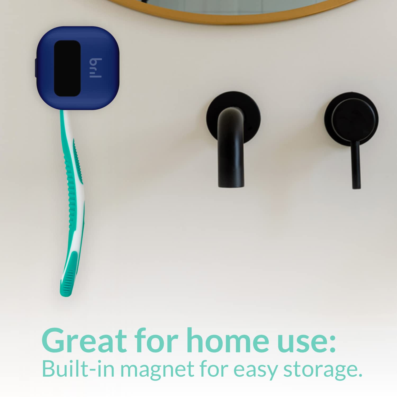 Bril UV-C Toothbrush Cleaner & Sanitizer with Magnetic Holder, Travel Case & Portable Cover - Fits Any Size Toothbrush - Navy, Black, White (5 Pack) - Perfect for Home, Travel & Daily Hygiene