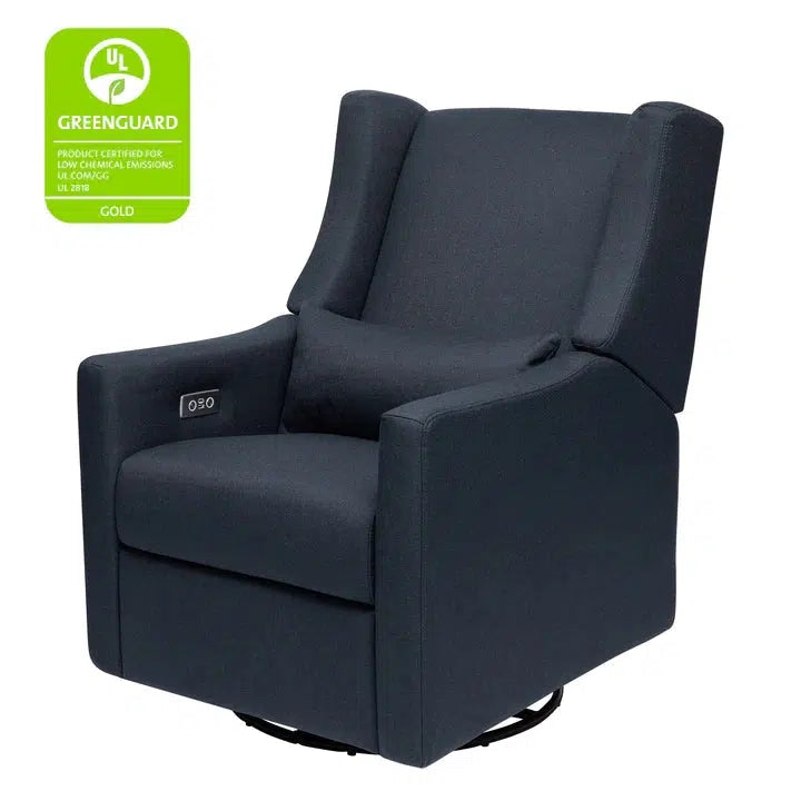 Babyletto Kiwi Electronic Glider Recliner Chair - Navy Eco Twill Performance Fabric for Nursery, Breastfeeding & Relaxing - Modern Rocking Glider for Baby Room & Parenting Comfort