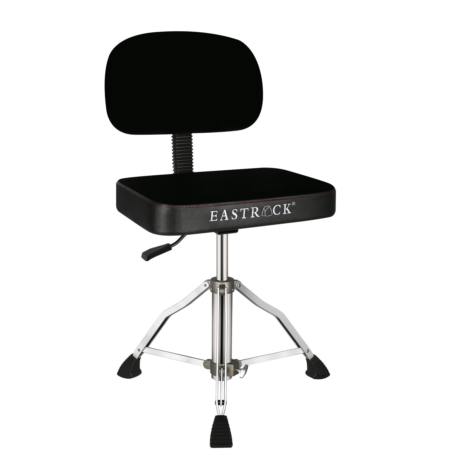 EASTROCK Heavy Duty Adjustable Drum Throne with Backrest - Rotatable & Height Adjustable Square Drum Seat for Drummers - Perfect for Home Studios, Live Performances & Practice Sessions (Square Black)