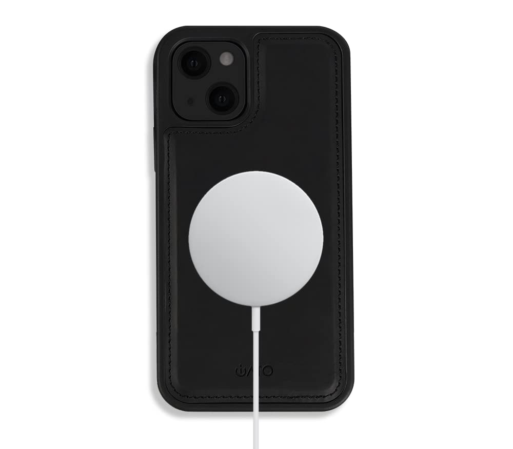 Premium iPhone 13 Leather Case with MagSafe Magnetic Charging | 6.1 Inch Black PU Leather Protective Cover | Slim & Durable Faux Leather Phone Case for iPhone 13 | Perfect for Work, Travel & Everyday Protection
