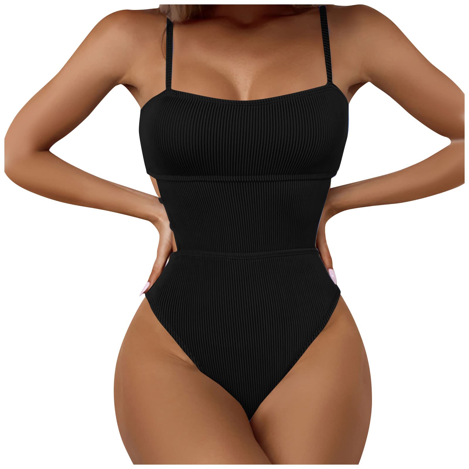 Sexy Solid Color Backless One Piece Bikini Swimsuit for Women - MOBCTG Fashion Beachwear, Ladies Cute Swimwear for Pool, Vacation & Summer Beach Party