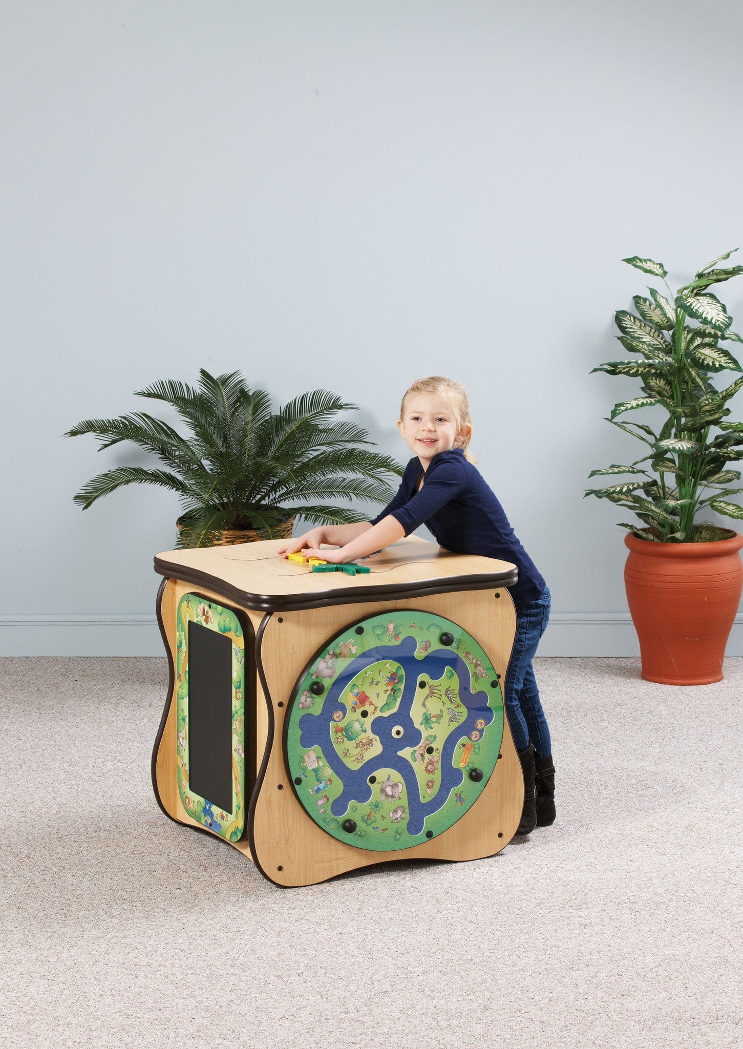 Safari Island Play Cube for Toddlers - 4 Interactive Play Panels with Animal Themes - Perfect for Indoor Playrooms, Daycares & Preschool Learning Activities