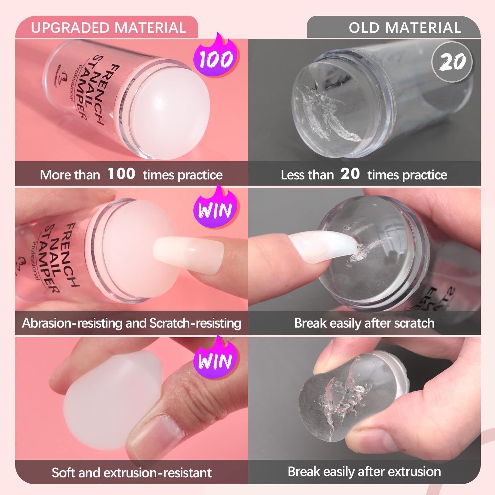 French Tip Nail Stamp Kit - DIY Nail Art Stamper with Silicone Stampers, Scrapers & Replaceable Heads (100+ Uses) | Perfect for Salon Professionals & At-Home Manicures | Create Stunning French Tips & Nail Designs