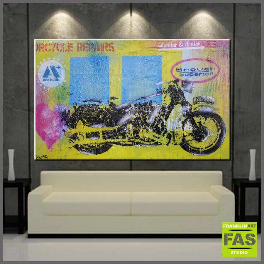 Urban Pop Motorbike Art Print - Modern Home & Office Wall Decor - Perfect for Living Rooms, Bedrooms & Workspaces