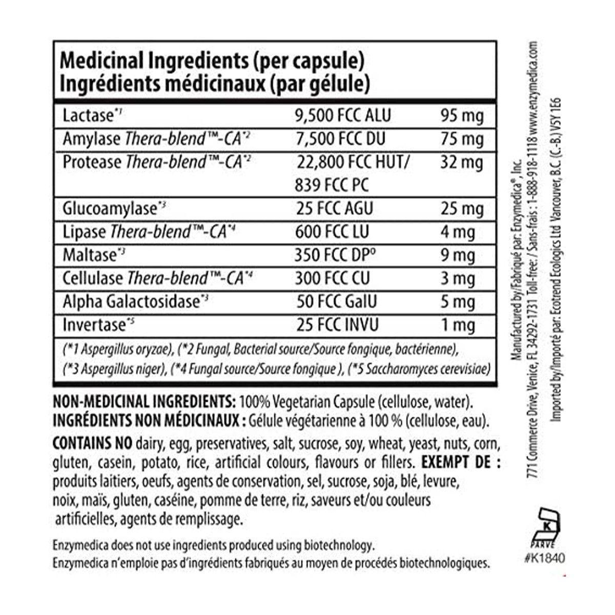 Enzymedica Lacto Digestive Enzyme Supplement - 30 Capsules for Lactose Intolerance Relief | Supports Dairy Digestion & Gut Health | Ideal for After Meals & Travel