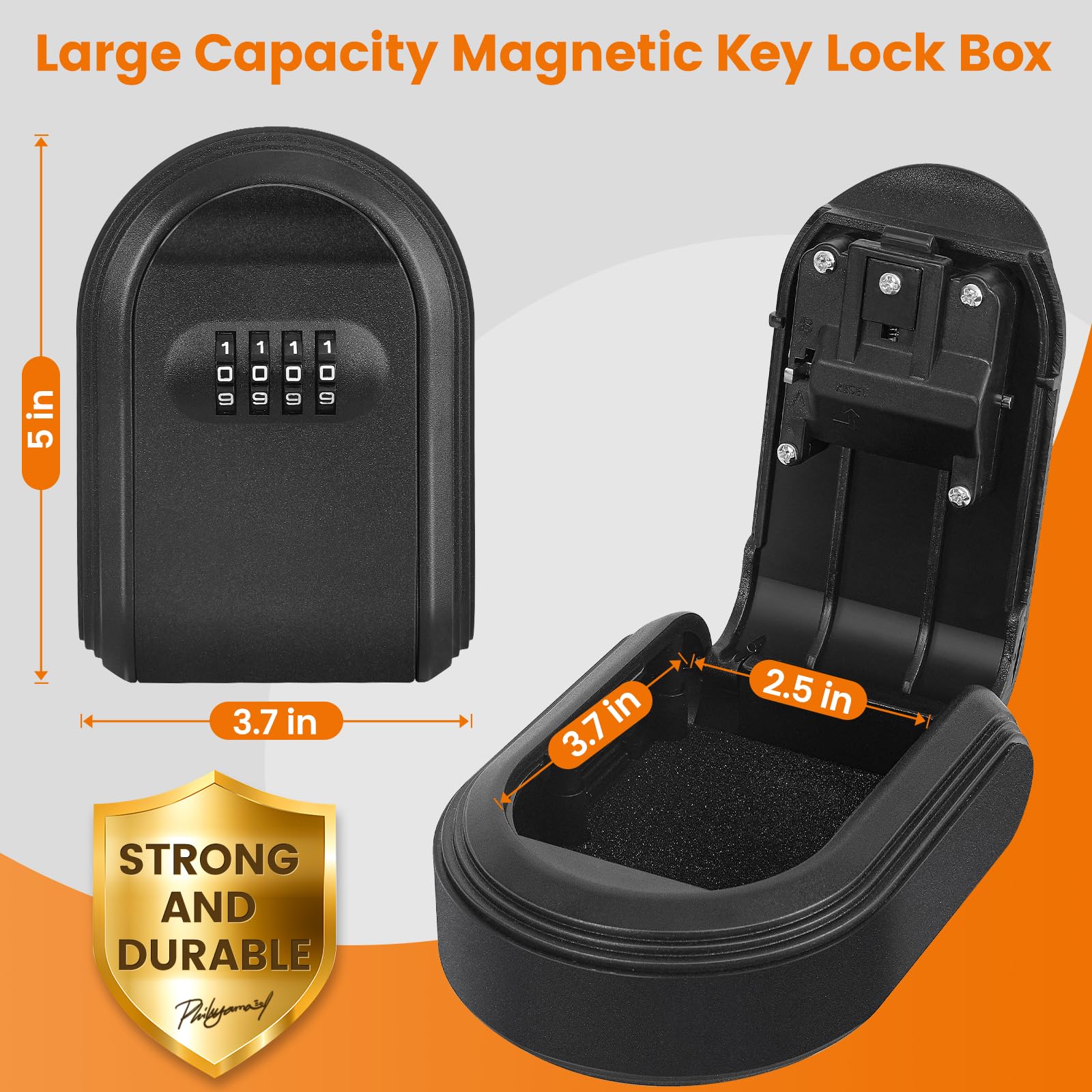 4 Digit Combination Magnetic Key Box Hider for Car - Waterproof & Signal Shielded Key Holder with Strong Magnet for Outdoor/Indoor Use - Perfect for Spare Car Keys, Home Security & Emergency Access