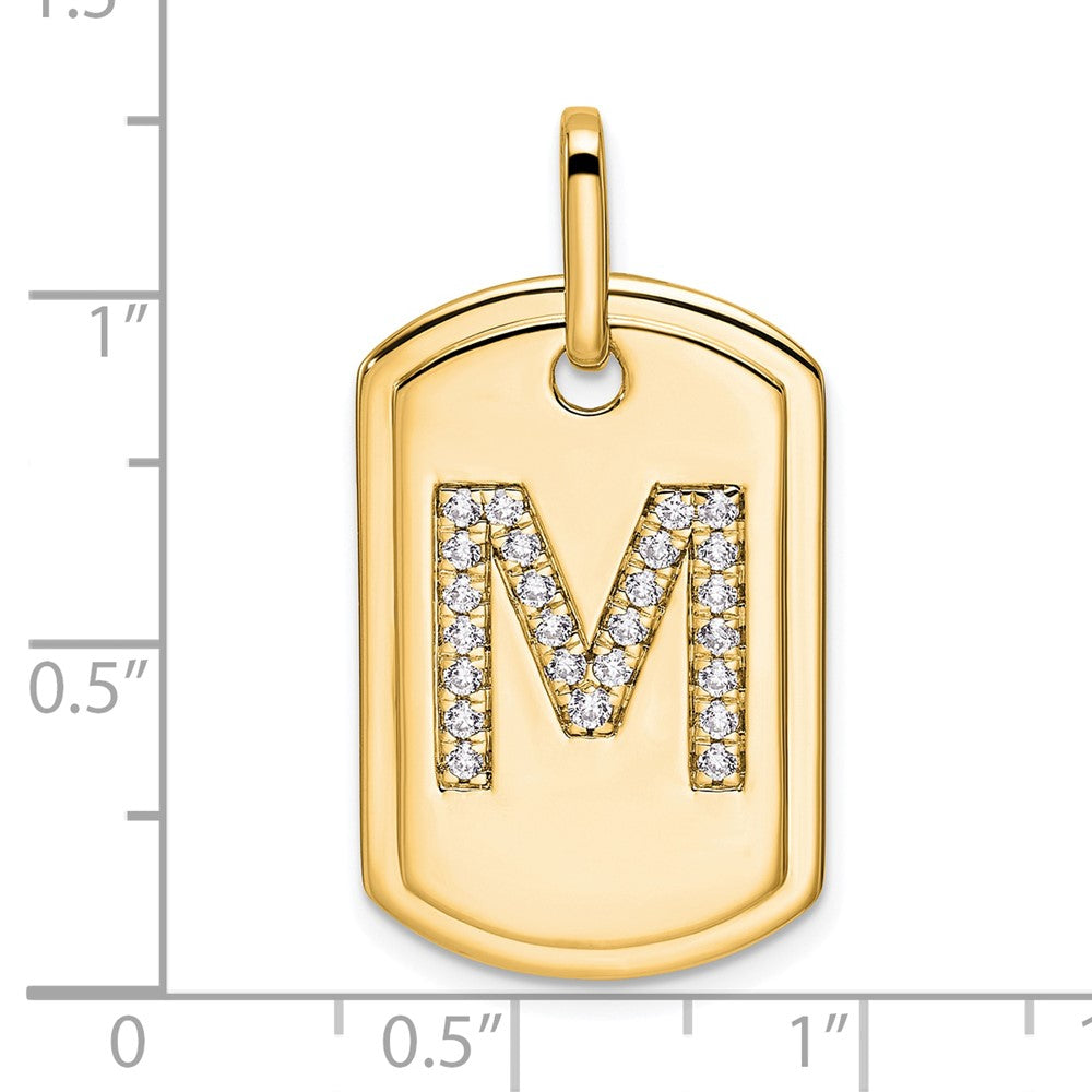 Gold Initial M Dog Tag Pendant With Diamonds - Personalized Name Necklace for Women - Perfect Gift for Birthday, Anniversary & Valentine's Day