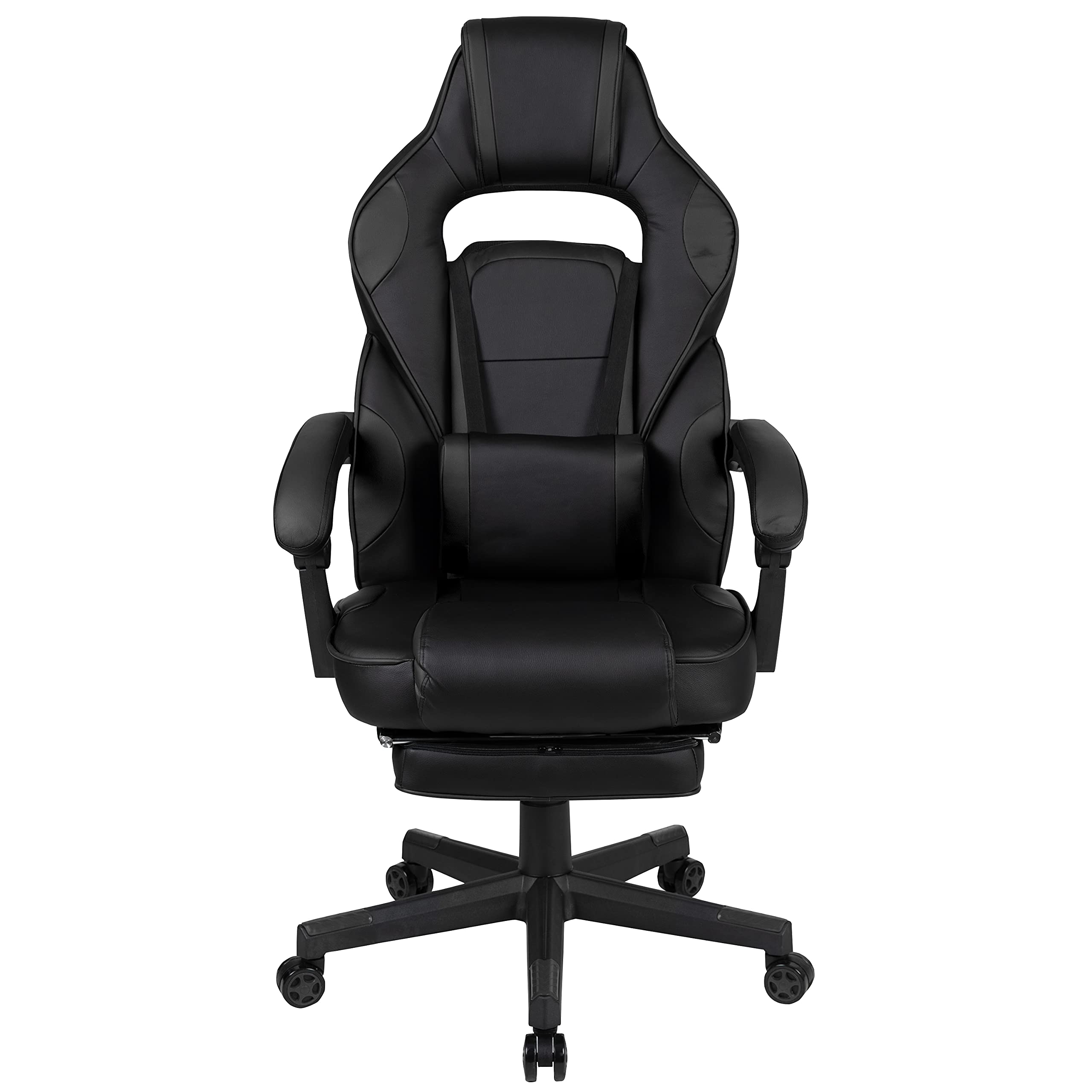 Emma & Oliver Black Ergonomic Gaming Chair with Adjustable Recline, Armrests, Footrest & Lumbar Support - Perfect for Office, Streaming & Long Gaming Sessions