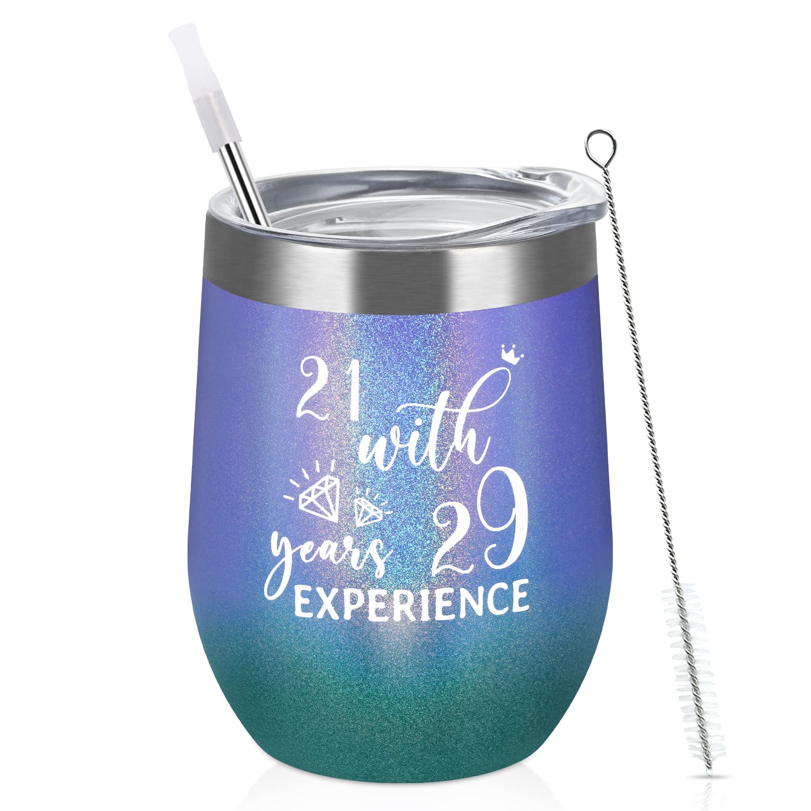 50th Birthday Wine Tumbler for Women - 12oz Insulated Cup with Lid & Straw | Perfect for Anniversary Celebrations & Gifts