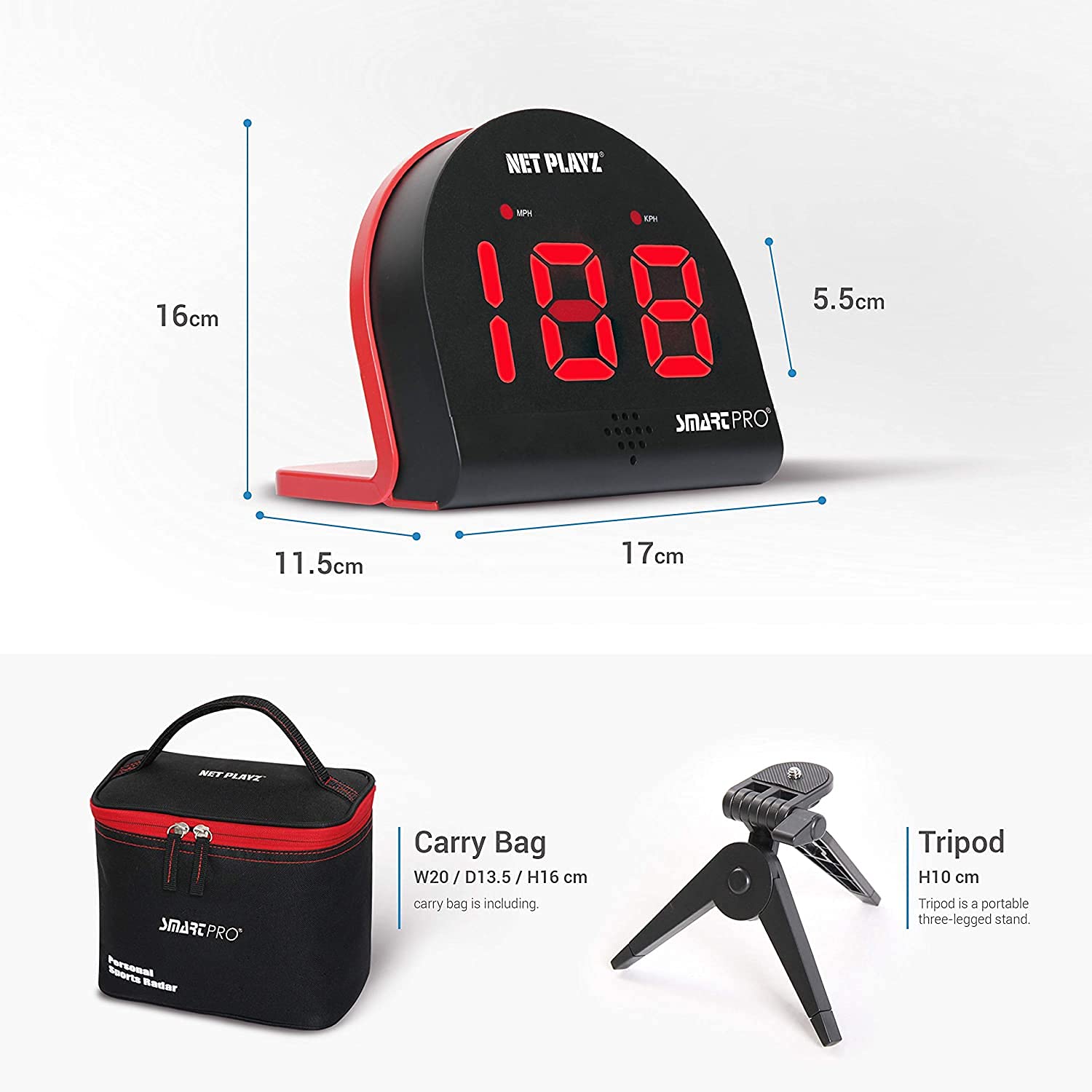 Baseball Speed Radar Gun for Training | Multi-Sport Radar Equipment for Hockey, Tennis & Soccer | Hands-Free Pitching & Batting Speed Measurement | Perfect for Coaches, Players & Sports Enthusiasts