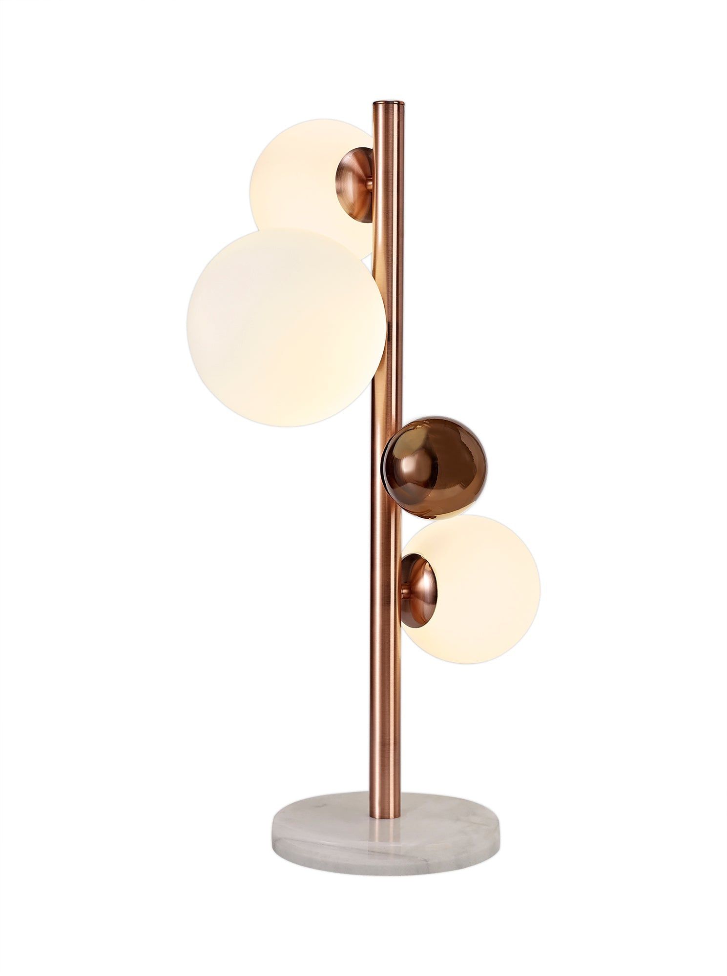 Modern Austin Table Lamp - 1/3Lt x G9 Bulb - Copper & Opal, Polished Chrome & Iridescent, Polished Chrome & Black Options - Smoked Glass Shade IP20 - Perfect for Bedroom, Living Room, or Office Lighting