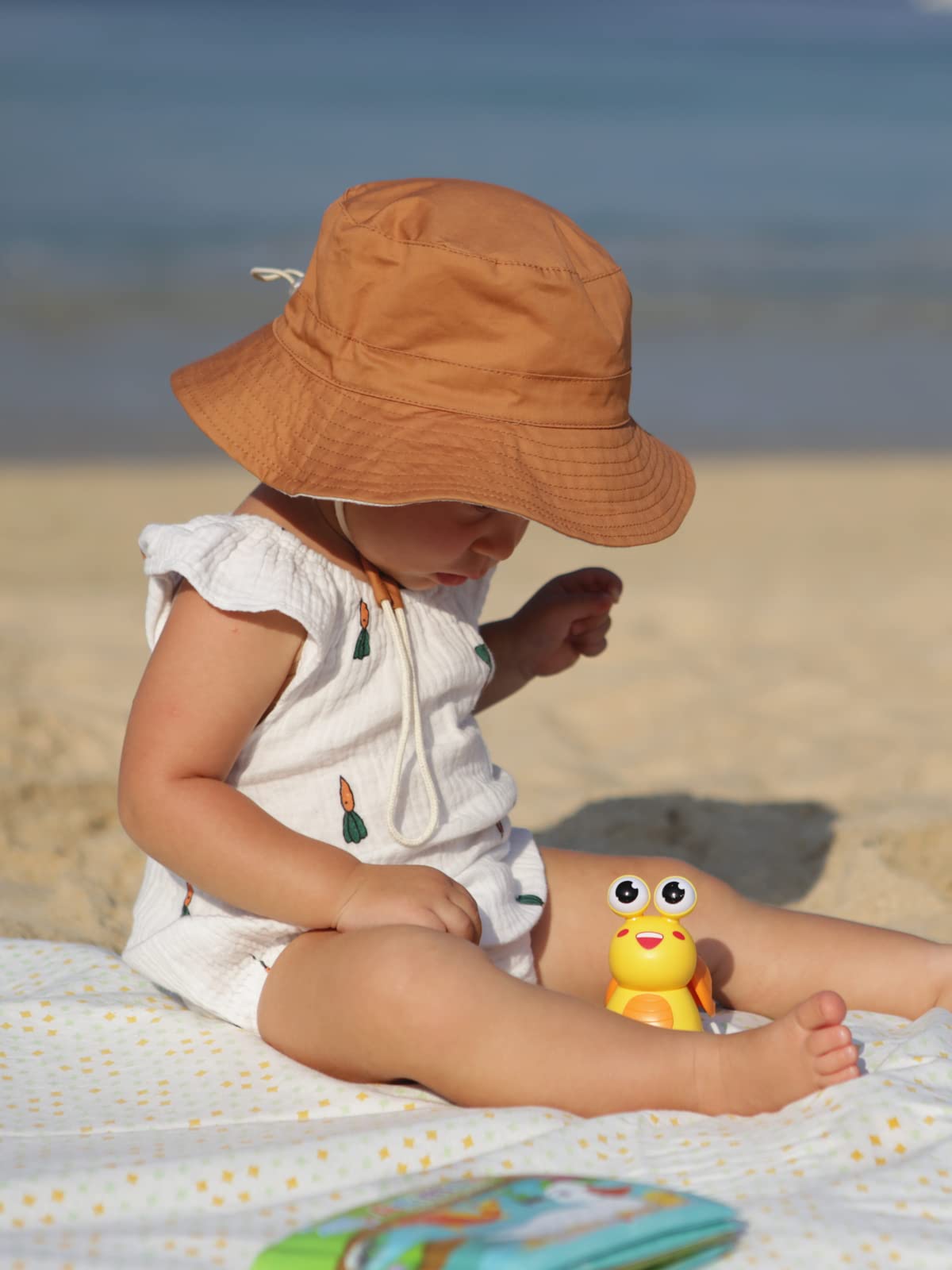 Baby Sun Hat for Boys & Girls - UPF 50+ UV Protection Summer Bucket Hat for Toddlers & Kids - Breathable Cotton Beach Hat for Outdoor, Park, and Beach Activities