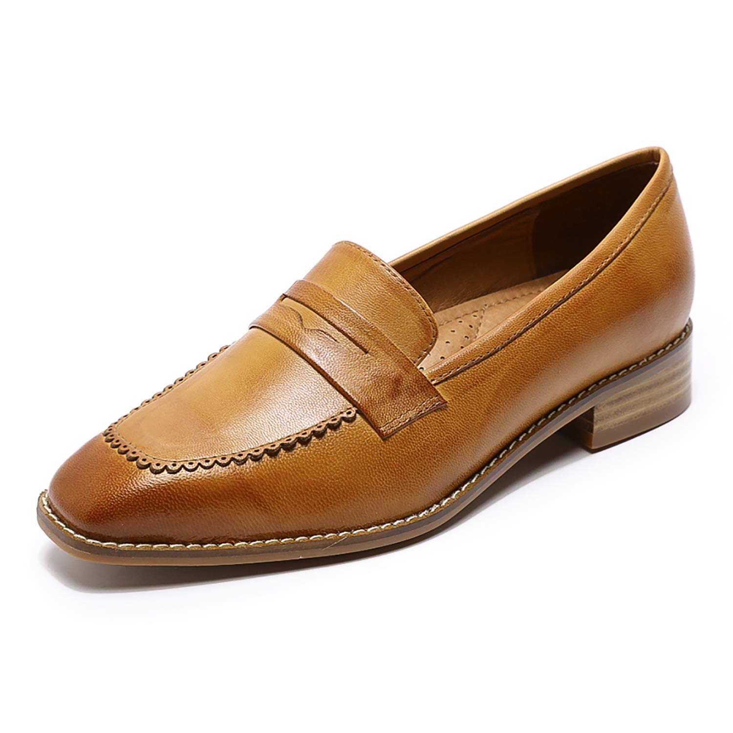Mona Flying Women's Leather Penny Loafers - Comfortable Casual Flat Shoes for Ladies | Perfect for Office, Travel & Everyday Wear