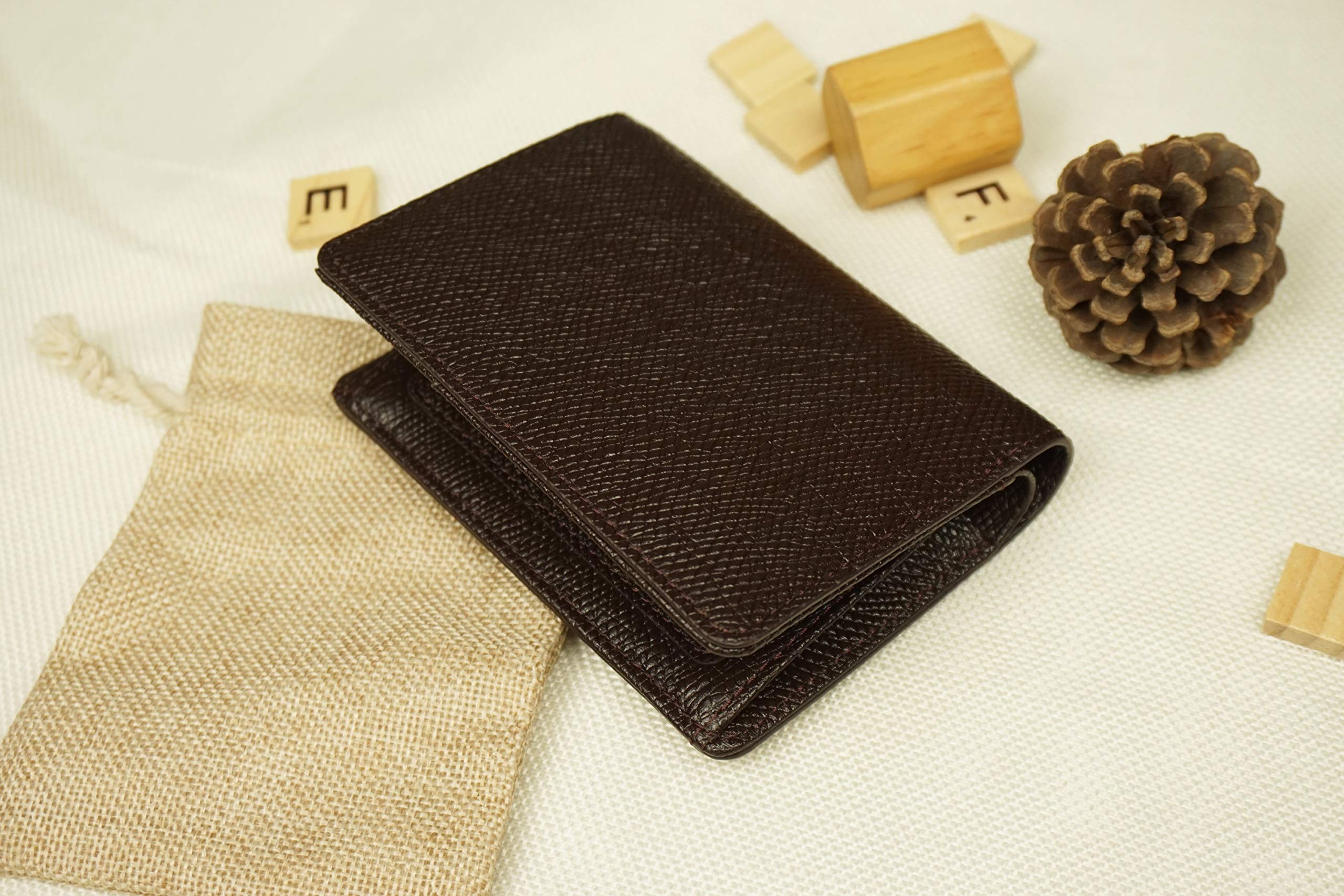 Premium Dark Brown Epsom Leather Wallet for Men - Genuine Full Grain Leather Bifold Wallet with RFID Protection | Slim Business & Travel Wallet | Perfect Gift for Dad, Husband & Graduates
