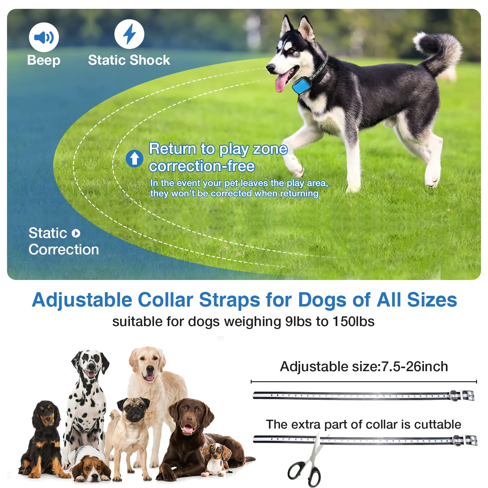**Upgraded Electric Dog Fence System - Waterproof & Rechargeable Training Collar with Tone/Shock Correction for 2 Dogs | Underground & Above Ground Pet Containment | Perfect for Backyards, Gardens & Large Properties**