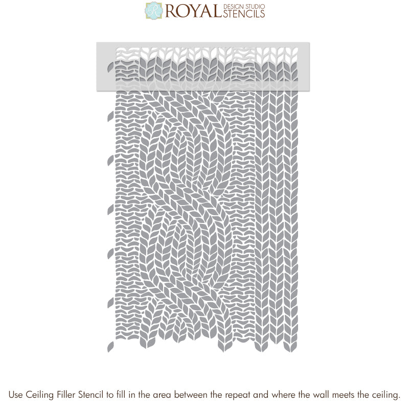 Chunky Cable Knit Wall Stencil - DIY Home Decor for Cozy Living Room, Bedroom, and Nursery - Perfect for Farmhouse, Rustic, and Boho Style Walls