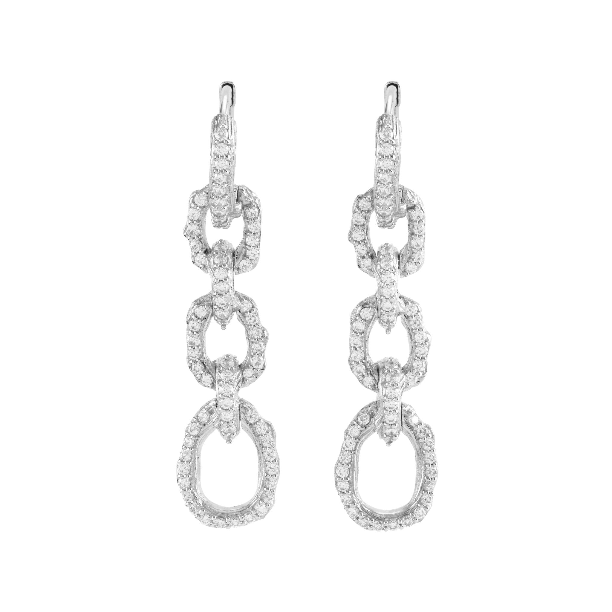Enchanted Forest Link Earrings with Diamonds - Elegant Dainty Jewelry for Women, Perfect for Weddings, Parties & Everyday Wear