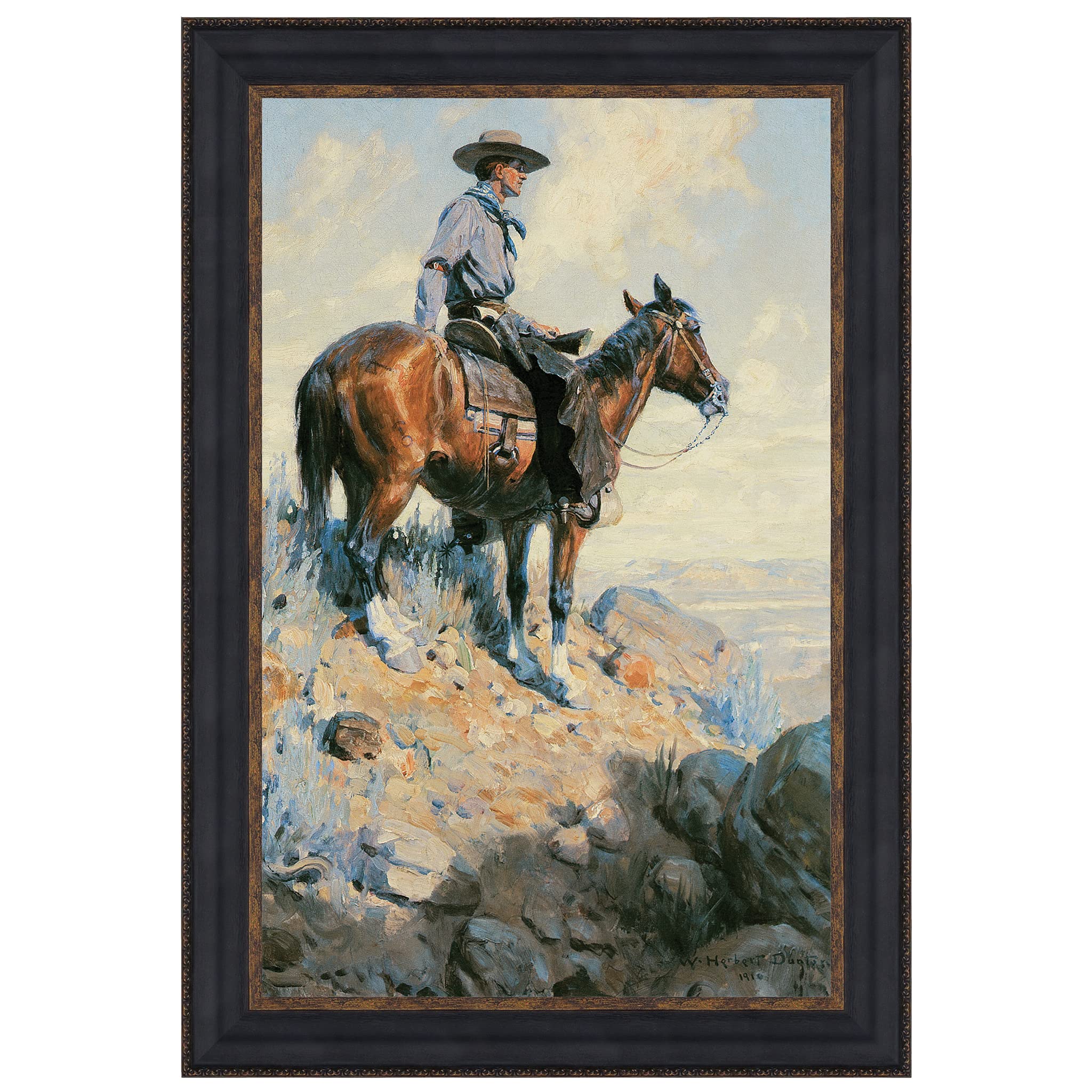 Design Toscano Sentinel of The Plains 1906 Canvas Replica Painting - Small Western Artwork for Home & Office Decor | Perfect for Living Room, Bedroom, or Cowboy-Themed Spaces
