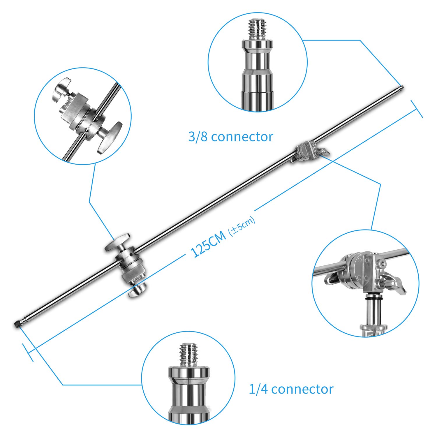 Heavy Duty C Stand with Boom Arm - 10.8ft Stainless Steel Photography Light Stand Kit, 4.2ft Adjustable Boom for Studio Softbox, Reflector & Lighting Equipment - Perfect for Photography Studios, Video Production & Film Sets