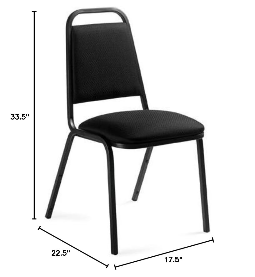OTG11934 Stacking Office Chair with Grey Quilted Seat - Ergonomic Desk Chair for Home Office, Conference Room & Workspace - Adjustable Height & Comfortable Support