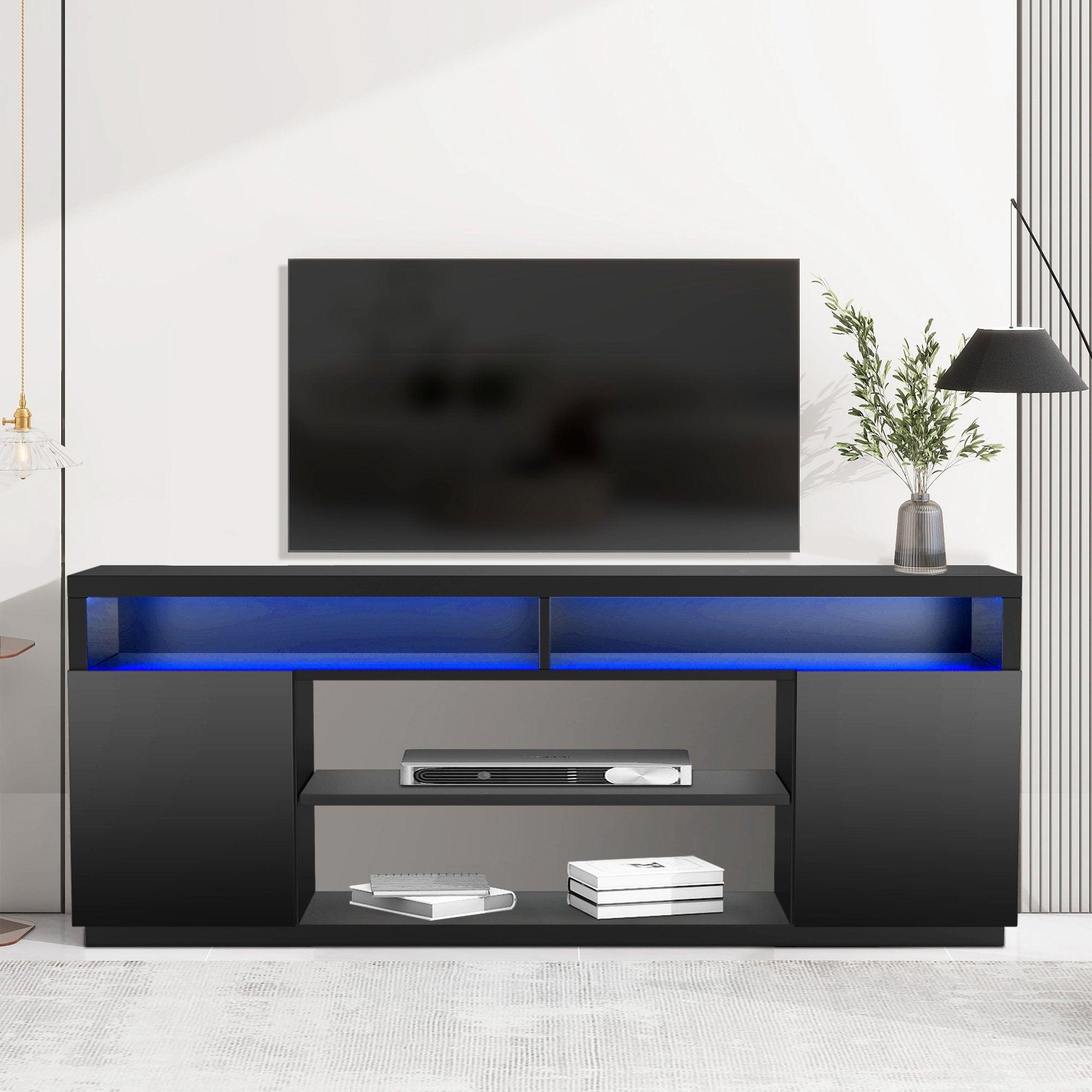 68 Inch Modern TV Stand with LED Lights - Sturdy Media Console for Living Room, Entertainment Center, Home Theater Setup & Gaming Room Decor