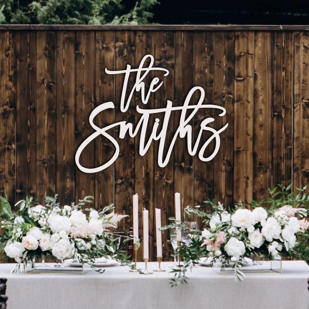 Personalized Wooden Last Name Sign - Custom Family Name Plaque for Weddings, Home Decor & Hedge Backdrop - Rustic Wall Art for Living Room, Nursery & Outdoor Events