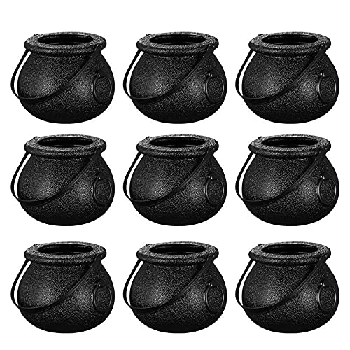 10Pcs Mini Witch Skull Cauldron Halloween Candy Bucket - Plastic Trick or Treat Containers for Halloween Decorations, Witch Party Supplies, Wizard Theme Party, St Patrick's Day Decor - Perfect for Halloween Parties, Haunted House Props & Themed Events