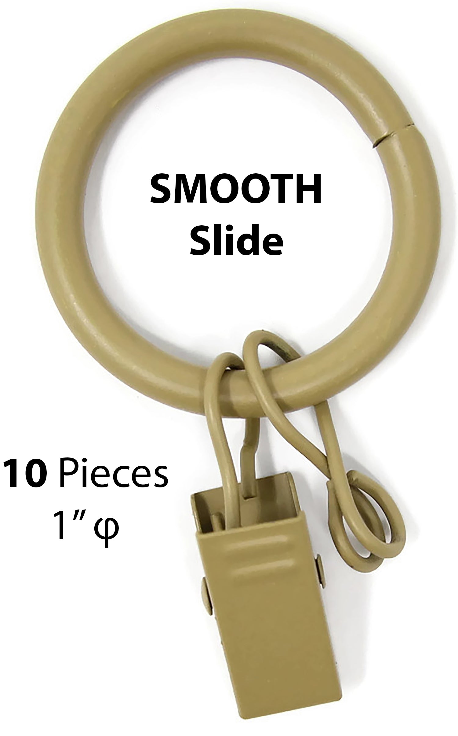 1 Inch Metal Curtain Rings with Clips & Eyelets - 7 Finishes (Silver, Gold, Bronze) for Drapes, Sheers & Valances - Home & Office Window Decor
