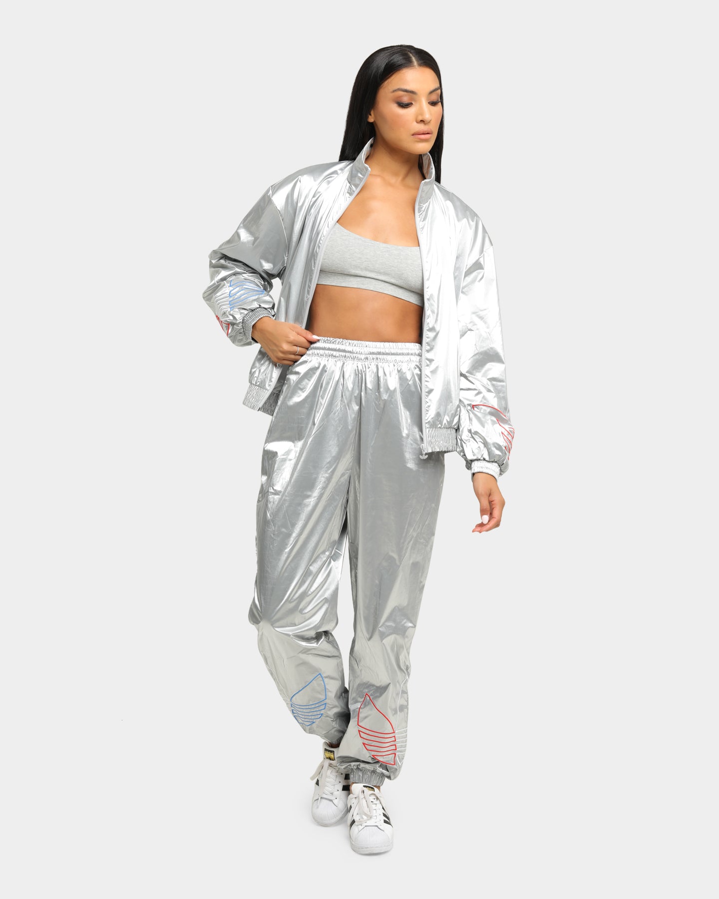 Adidas Women's Japona Track Pants - Metallic Silver Athletic Joggers for Running, Yoga & Lounge Wear