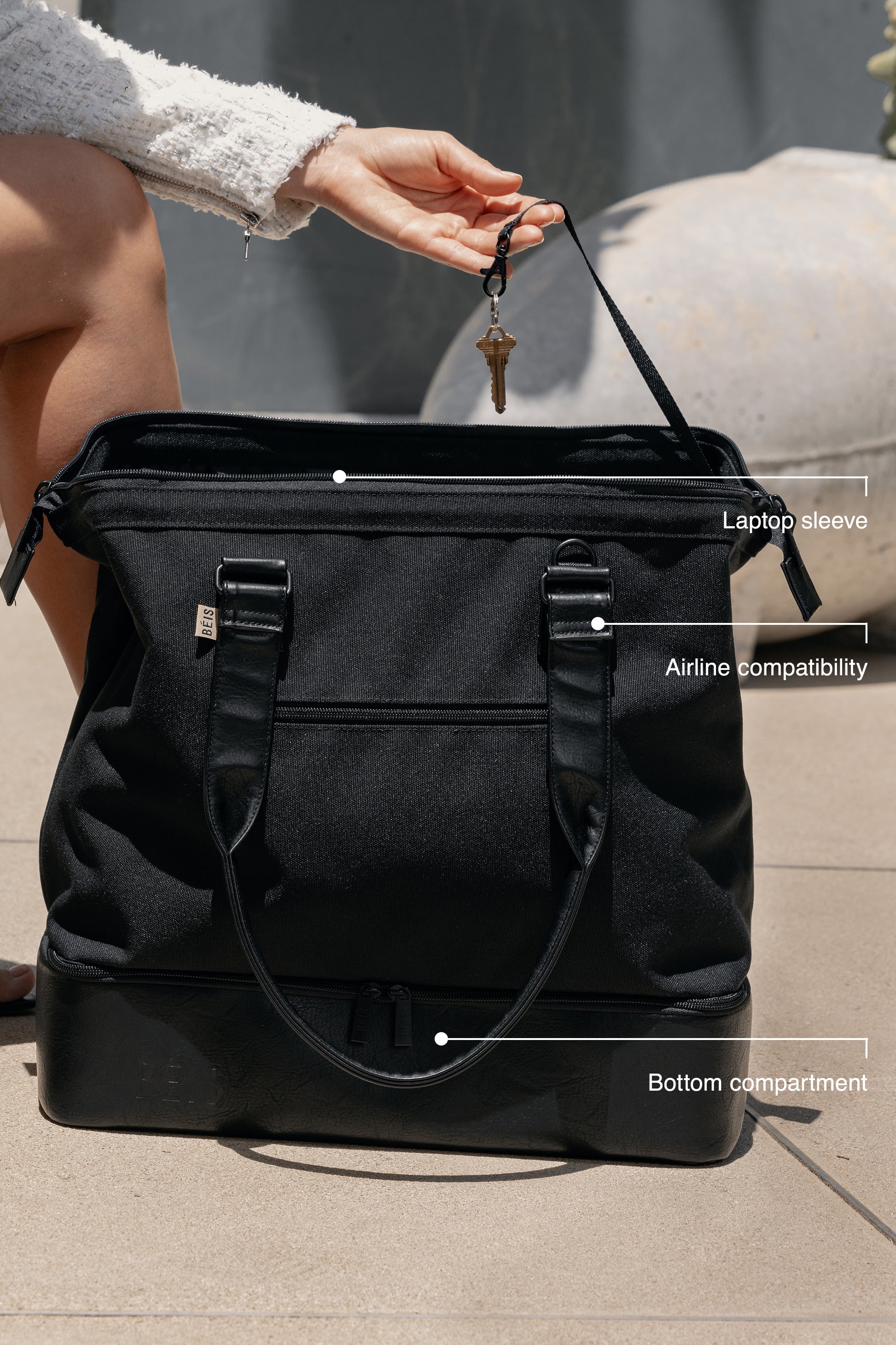 Mini Weekender Travel Bag in Black - Perfect for Weekend Getaways, Gym, and Overnight Trips