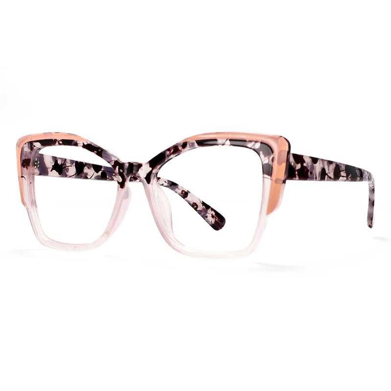 CCspace Women's Full Rim Large Cat Eye Titanium Reading Glasses 57027 - Lightweight & Stylish for Work, Reading, and Fashion Accessories