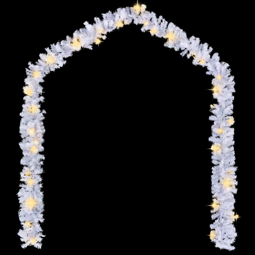 Christmas Garland with LED Lights White 16 ft PVC - Perfect for Holiday Decor, Fireplace Mantel, Staircase & Window Trim