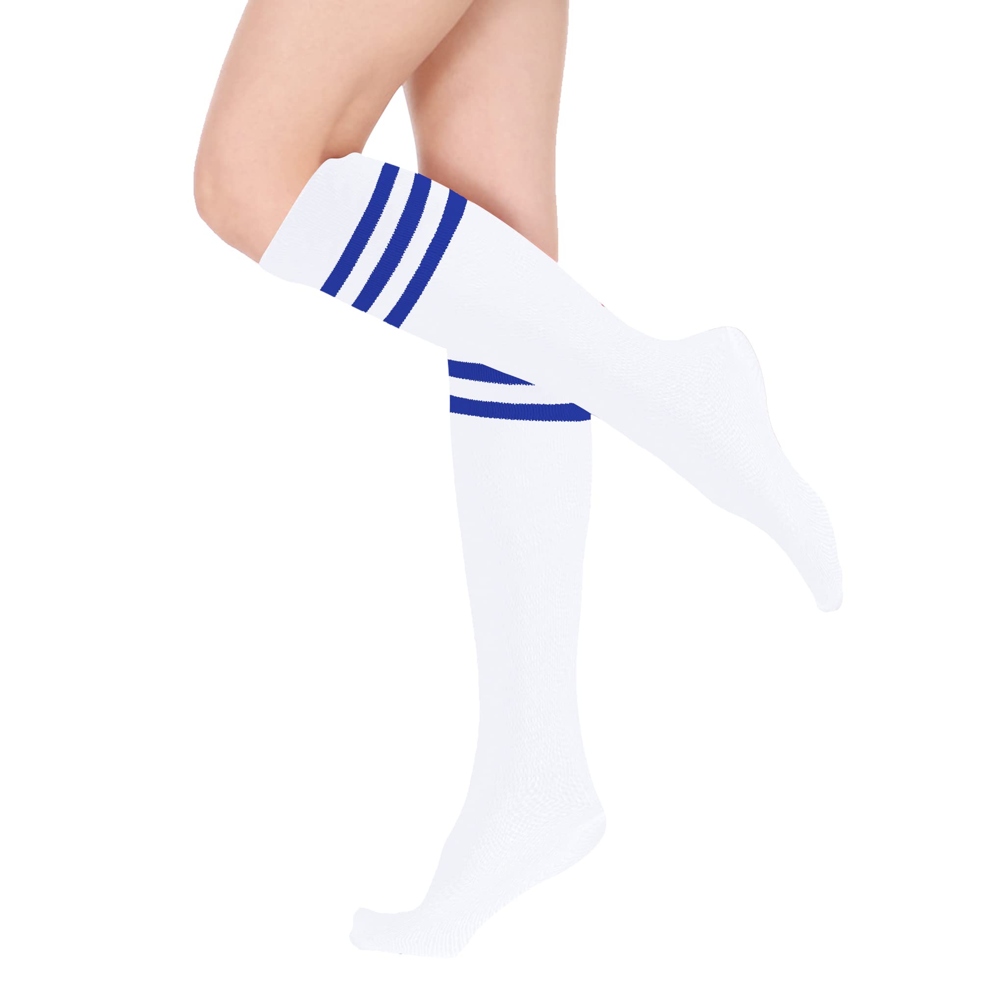 Women's Knee High Athletic Socks - Striped Running & Baseball Socks for Outdoor Sports
