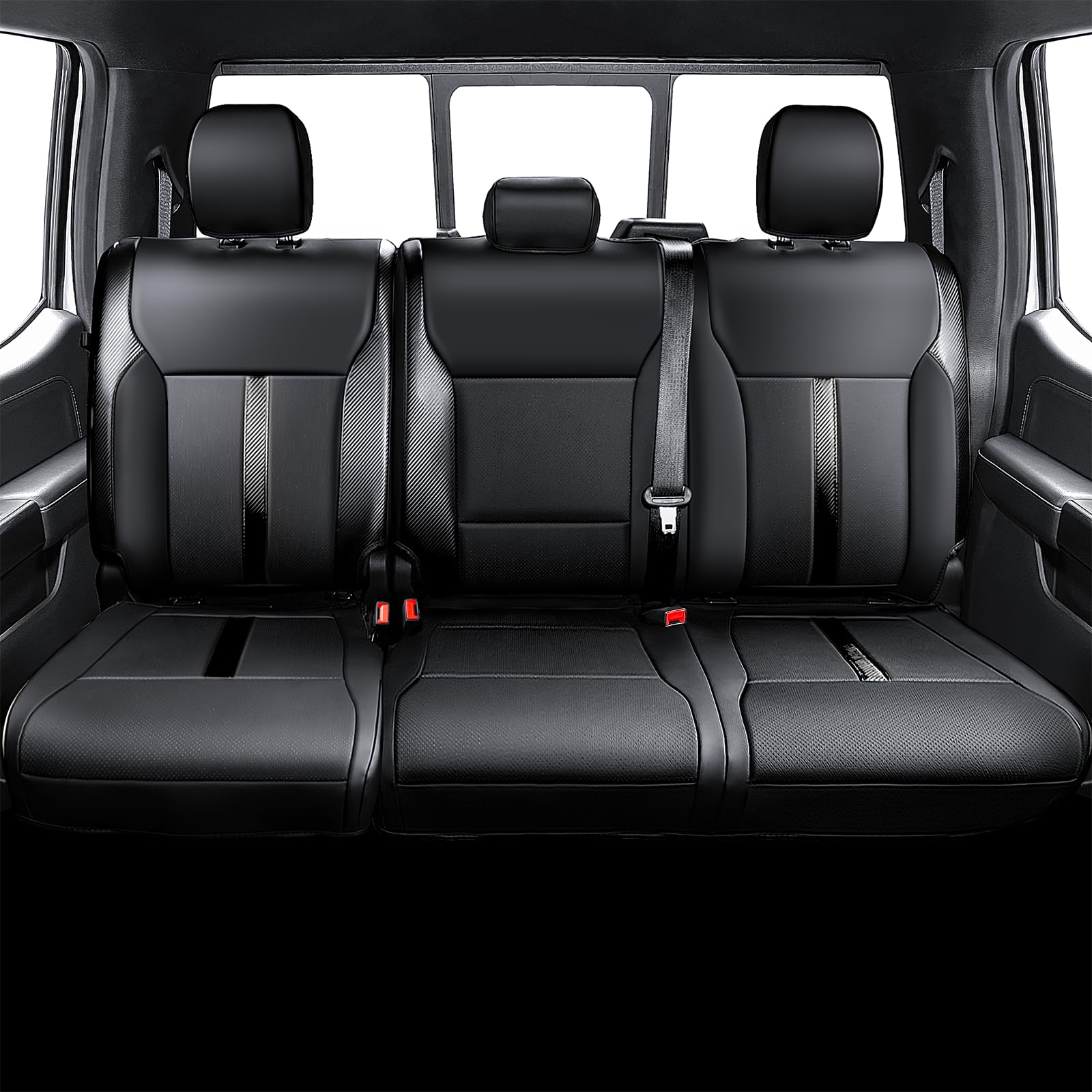 Premium Custom Fit Leather Seat Covers for 2021-2025 Ford F150 XL/XLT/STX SuperCrew & 2023-2025 F250/F350/F450 XL/XLT Crew Cab - Full Coverage Design (Excludes 40/20/40 Bench) | Durable Protection & Luxury Upgrade for Truck Seats | Perfect for Work Trucks, Off-Road Adventures & Daily Commuting