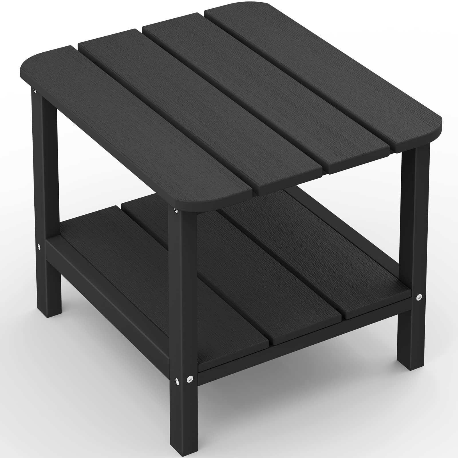 SERWALL Oversized Double Adirondack Side Table End Table - Black Outdoor Patio Furniture for Garden, Deck, Porch, and Poolside Relaxation