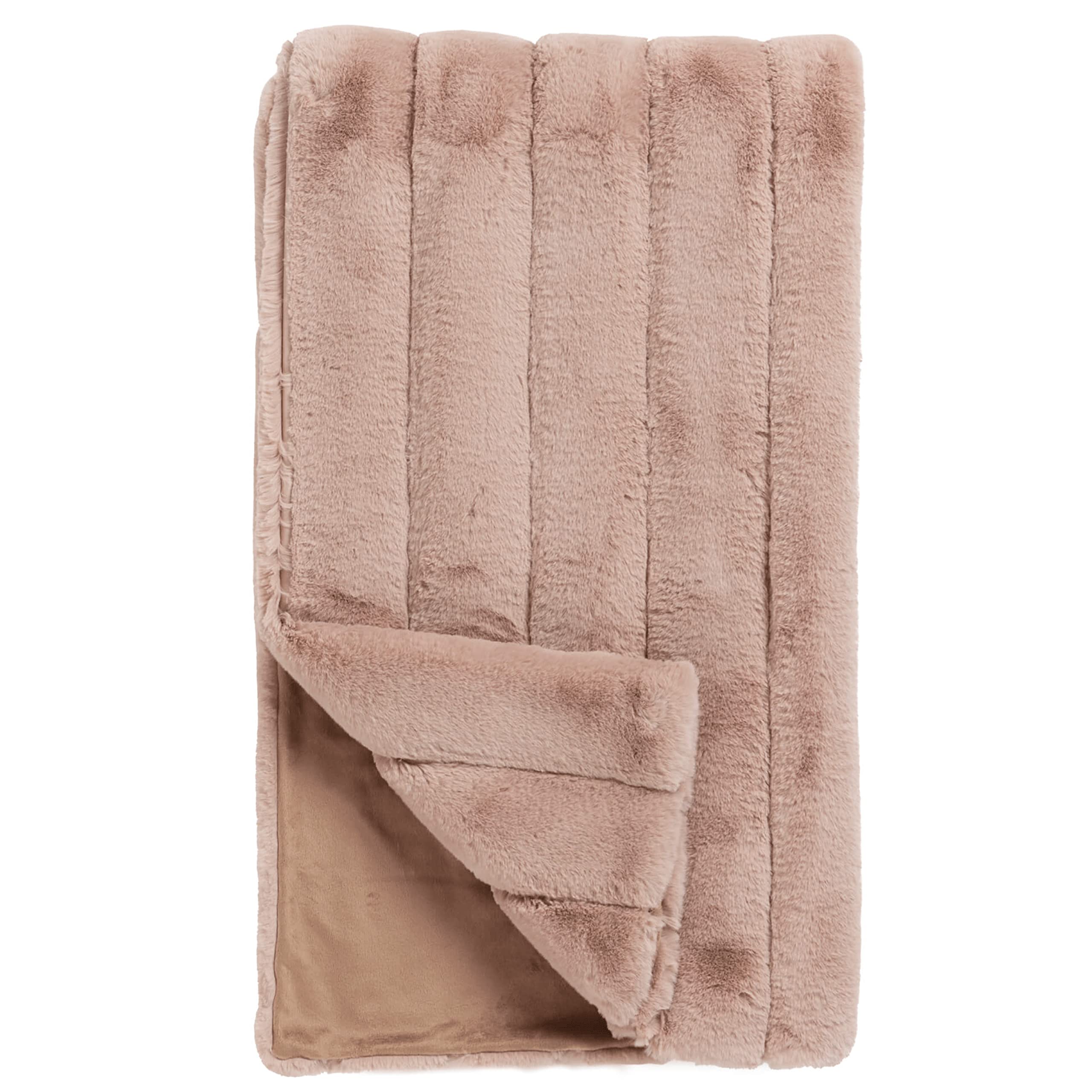 Luxury Vegan Faux Fur Throw Blanket - 60x72 Inches, Soft Blush Pink Mink-Style Blanket for Couch, Bed & Home Decor - Cozy & Warm Winter Throw - Perfect for Gifts, Living Room, and Snuggling