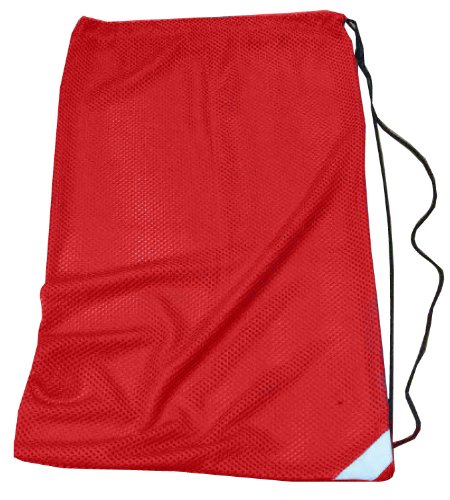 RISE Mesh Equipment Bag (Red) - Durable Sports Gear Storage for Gym, Soccer, Basketball - Perfect for Athletes & Coaches