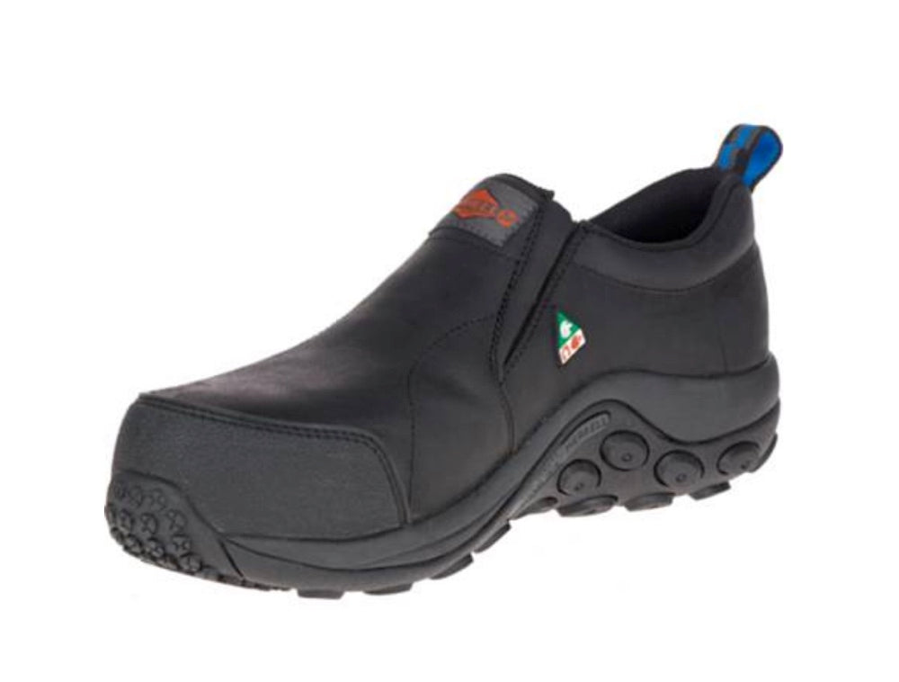Merrell Jungle Moc Unisex Composite Toe Slip-On Work Shoes - Black (J003347) | Waterproof & Slip-Resistant for Construction, Warehouse & Outdoor Work