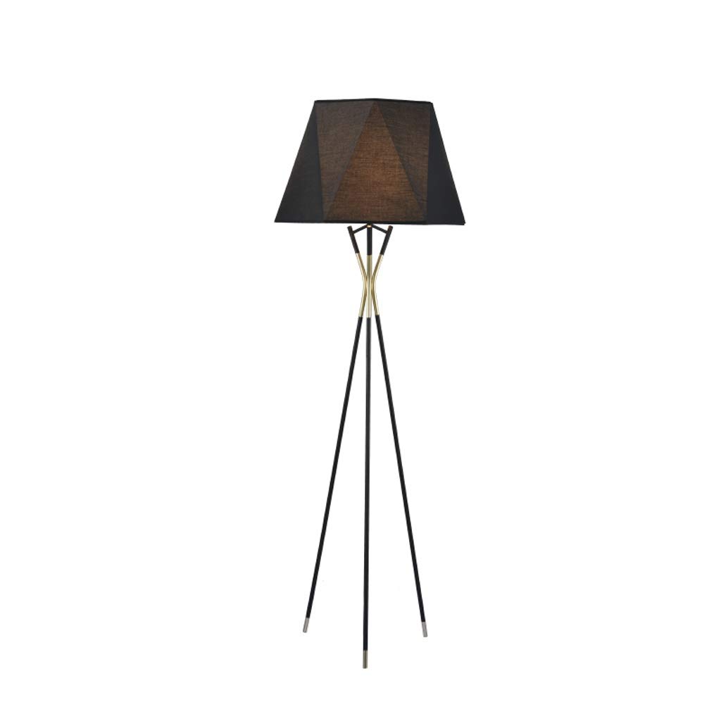 COKUERA Modern Metal Tripod LED Floor Lamp with Black Fabric Lampshade - Adjustable Standing Light for Living Room, Bedroom, Study | Dimmable Reading Light, Accent Lighting for Home Decor (Black)