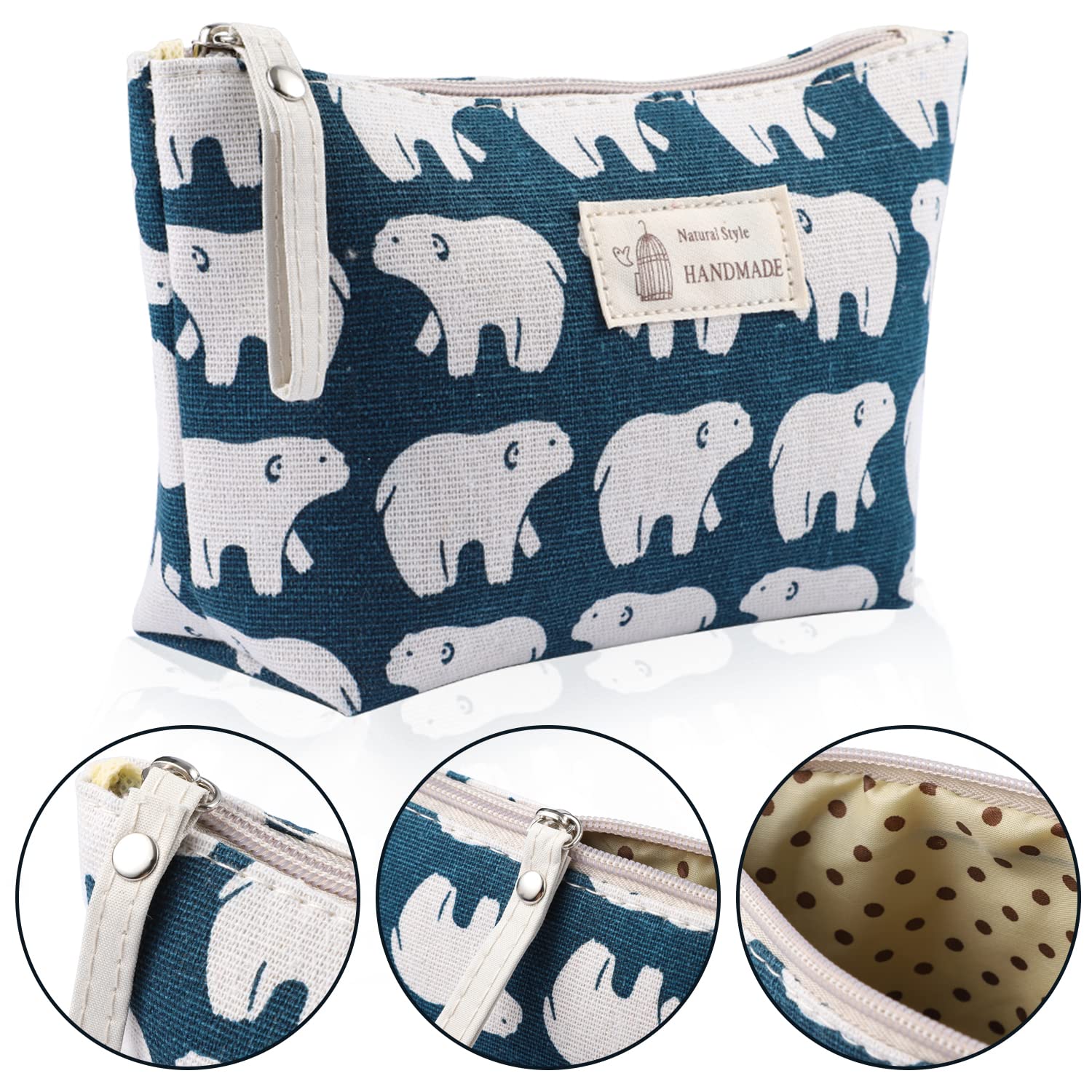 4 Pcs Canvas Cosmetic Bags - Waterproof Printed Makeup Organizer with Zipper for Women & Girls | Multi-Functional Travel Toiletry Pouch | Perfect for Vacation, Gym, Beach & Daily Essentials Storage