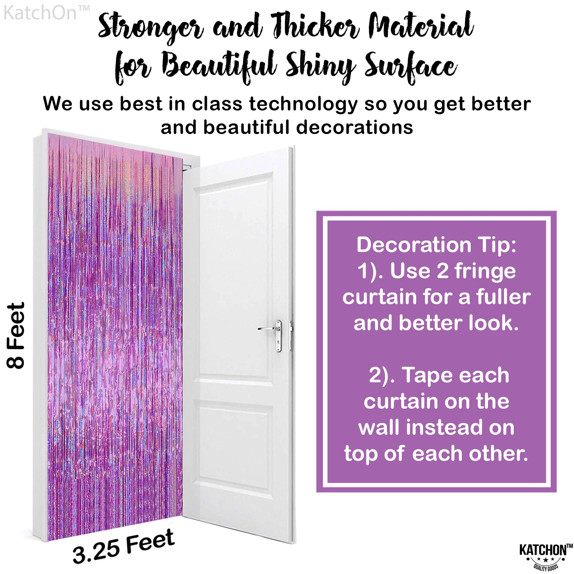 KatchOn Iridescent Purple Fringe Curtain - 8x3.25 Feet, Pack of 2 | Purple Streamers for Mermaid Birthday Party Decor | Valentine's Day & Wedding Decorations | Perfect for Baby Showers, Bridal Showers, and Home Decor