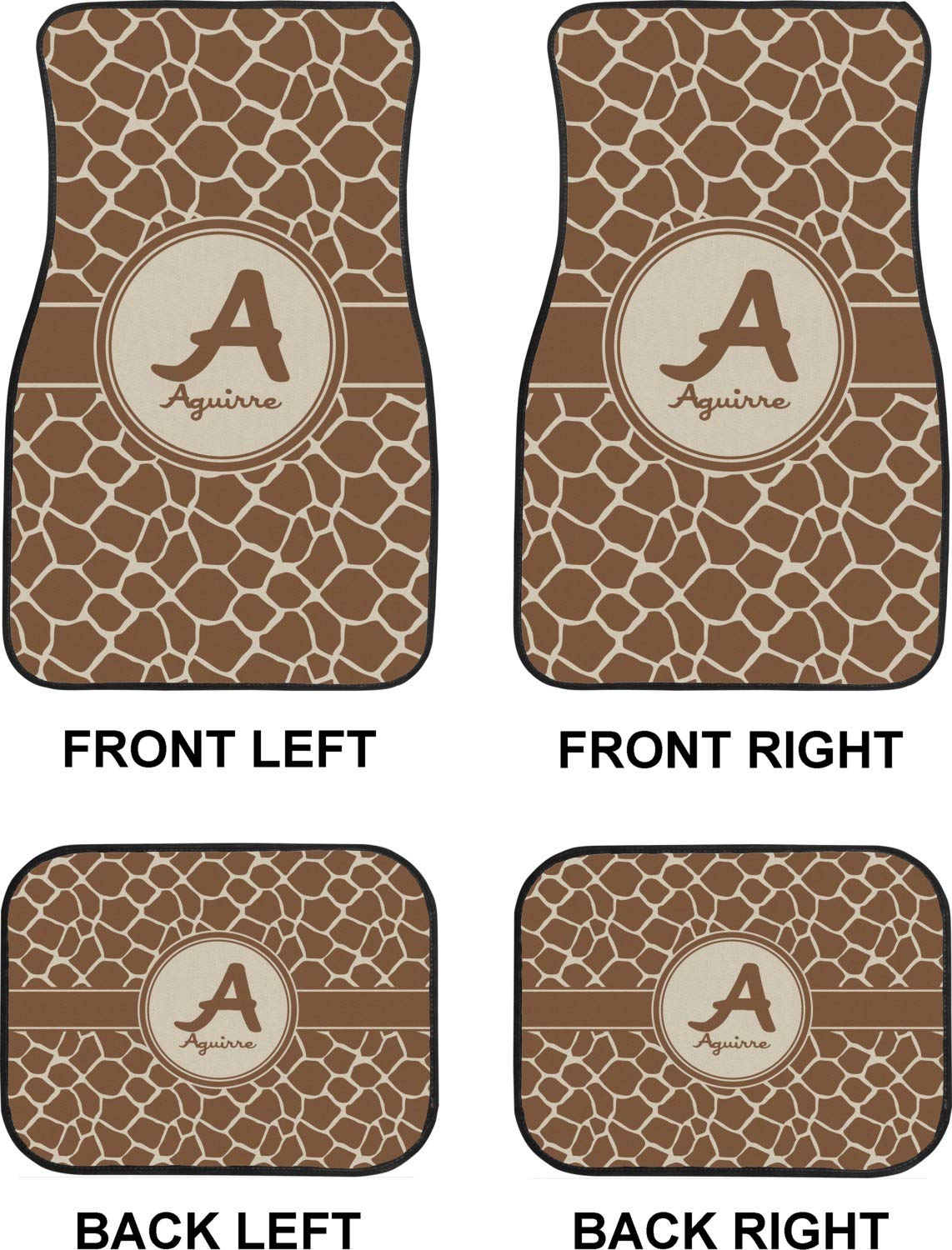 Custom Giraffe Print Car Floor Mats Set - 2 Front & 2 Rear Mats for SUVs, Trucks & Sedans | Waterproof & Anti-Slip Car Accessories for Road Trips & Daily Commute