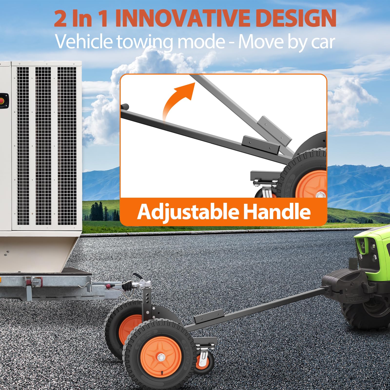 GARVEE 2 in 1 Trailer Dolly - 1500 lbs Tongue Weight Capacity, Adjustable Height 24-35 inches, 2 Hitch Ball & 16