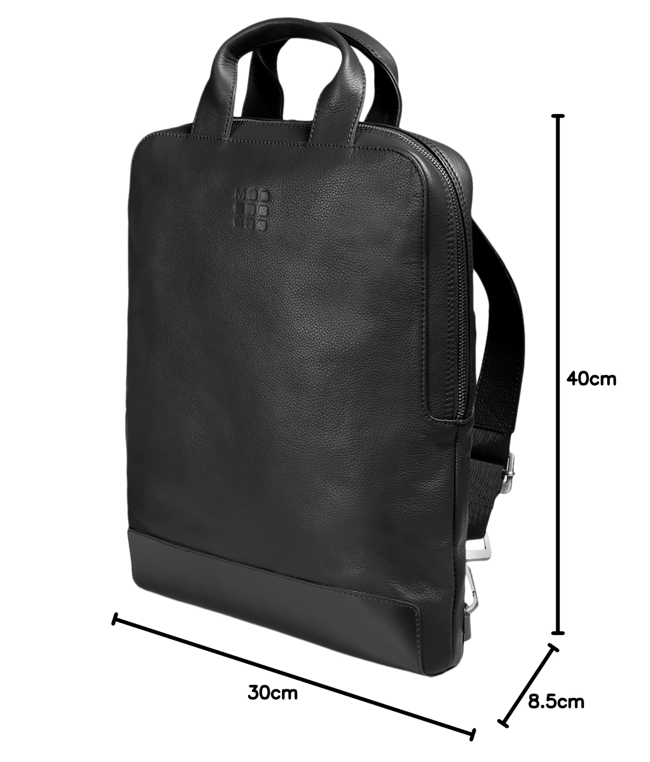 Premium Moleskine Classic Leather Laptop Bag - Vertical Business Backpack for 15