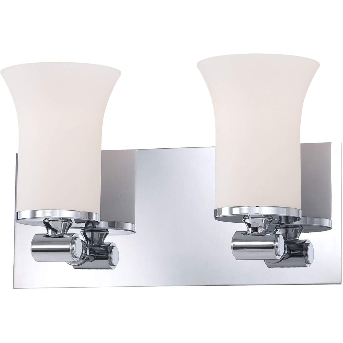 Modern 2-Light Bathroom Vanity Fixture - Chrome Finish, Metal & Glass Design, Medium Bulb Base (13