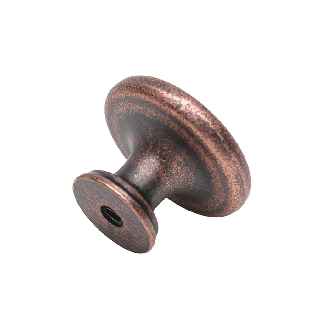 Antique Copper Cabinet Drawer Knobs 1-1/4 Inch - 10 Pack Straight Top Ring Pulls for Kitchen, Bathroom & Furniture Hardware (Vintage Style)